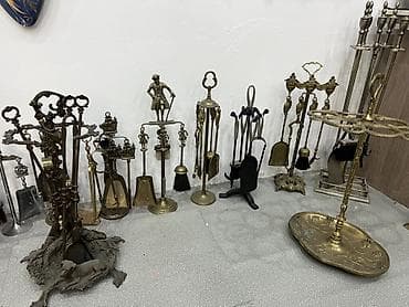 Ocaq/kamin üçün klassik mis və bürünc alət dəstləri koleksiyası -