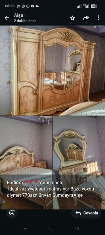 Спальные гарнитуры: Endirim📍📍📍Yataq dəsti İdeal vəziyyətdədi matras var Baza yoxdu — 1