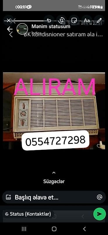 kondisoner: Pəncərə tipli kondisioner - Tip: Mexaniki idarəetməli pəncərə — 1