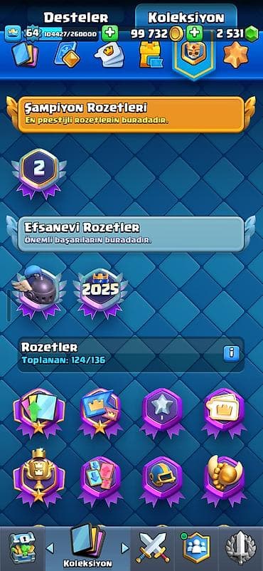 clash royale hesab satisi: Clash Royale hesabı: - Kral səviyyəsi: 64 - Daş: 2800 - Rozetlər — 4