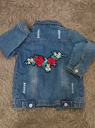 женские джинсовые комбинезоны: Uşaq üçün cins gödəkçə - Material: klassik mavi denim - Dizayn: ön — 2