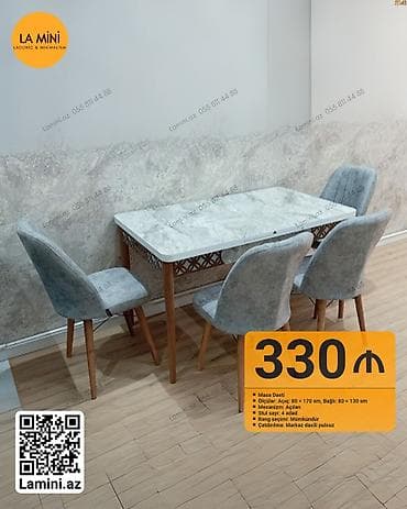 Mətbəx üçün, Açılan, Dördbucaq masa, 4 stul