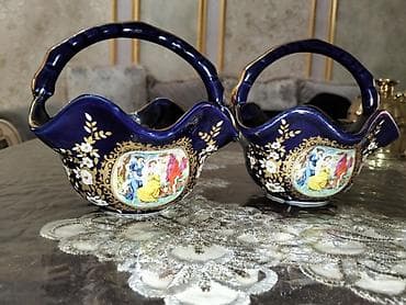 taxta sebet: Məhsul: 2 ədəd dekorativ porselen səbət - Material: Porselen/keramika — 4