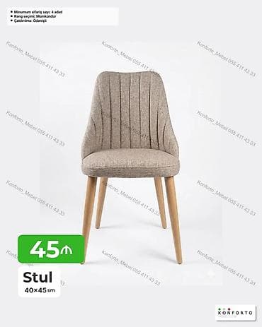 Stul – 40×45 sm - Yumşaq parça oturacaq və bel hissəsi, dik tikiş — 1