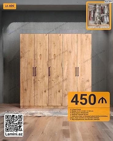 LA MINI – 5 qapılı dolab (Kod: 5411) - Ölçü: D 47 × H 200 × E 200 sm — 1
