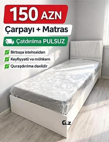 Təknəfərlik çarpayı, Matras ilə, Siyirməsiz lalafo.az -da Təknəfərlik çarpayı, Matras ilə, Siyirməsiz