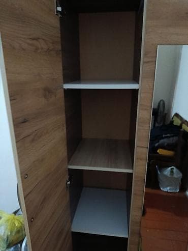 1 qapı, Güzgülü, Qəhvəyi, Taxta, Açılan, Düz dolab