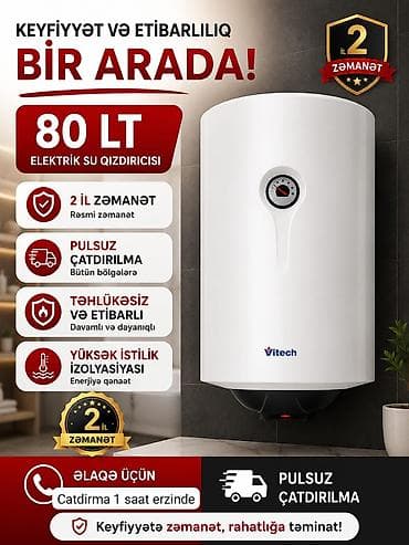 atlantic ariston: Ariston 80 l, Yeni, Kredit yoxdur, Pulsuz çatdırılma, Rayonlara çatdırılma — 1