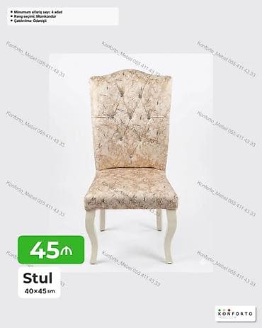 Stul – 40×45 sm - Klassik dizaynlı, yumşaq oturacaqlı və bel hissəsi lalafo.az -da Stul – 40×45 sm - Klassik dizaynlı, yumşaq oturacaqlı və bel hissəsi