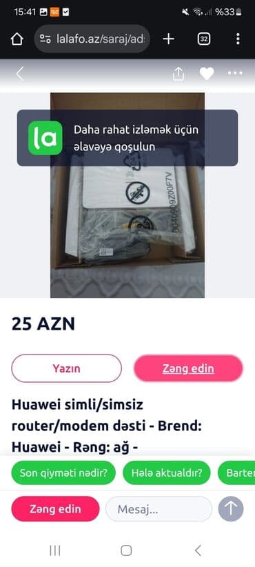 Huawei simli və ya simsiz internet bağlantısı üçün nəzərdə tutulmuş lalafo.az -da Huawei simli və ya simsiz internet bağlantısı üçün nəzərdə tutulmuş