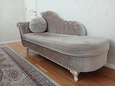 işdənmiş mebelər: Klassik üslubda, boudoir tipli şezlonq/mini divan - Rəng: bej-qəhvəyi — 2