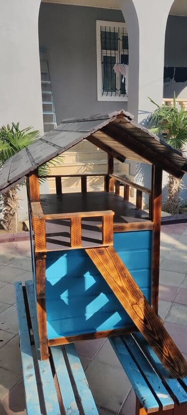 дом для собак: İki mərtəbəli taxta it evi - Material: tamamilə ağacdan hazırlanıb — 5