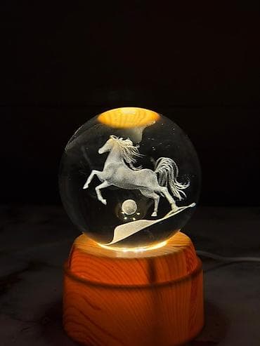 3D lazer oyma işıqlı şüşə kürə fırlanan Qiymət : 23 AZN🤩 - Şəffaf — 9