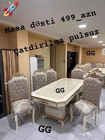 Qonaq otağı üçün, Açılmayan, Dördbucaq masa, 6 stul