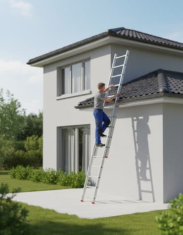 işlənmiş nərdivan: Alüminium materialdan hazırlanmış, 15 pilləli, tək hissəli pilləkən — 1