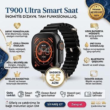 Yeni, Smart saat, Smart, Suya davamlı, rəng - Qara