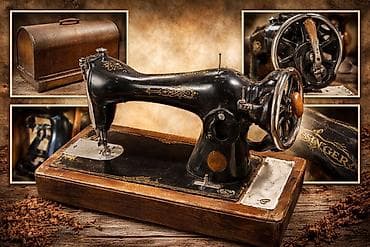 Velosiped aksesuarları: Qədimi mexaniki tikiş maşını – sandıqlı, klassik retro model — 1