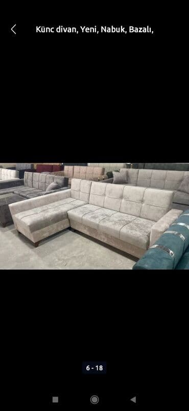 мягкая мебель: Künc divan, Qonaq otağı üçün, Parça, Bazasız, Açılmayan — 9