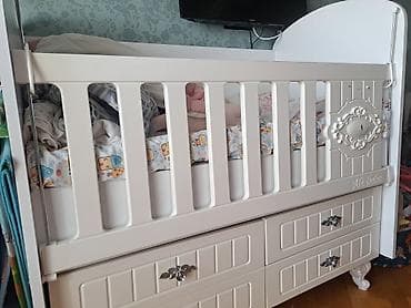stul dest: Uşaq beşiyi – Ali Bebe model - Rəng: ağ/ivori - Material: MDF/laminat — 4
