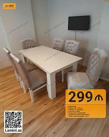Açılmayan, Dördbucaq masa, 6 stul
