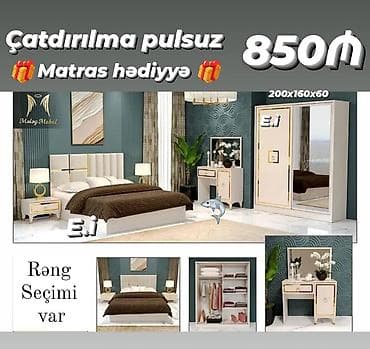 matras ölçüləri: Yataq otağı mebel dəsti Tərkibi: - 160x200 sm ölçülü çarpayı — 1