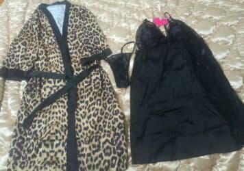 Dəstlər, kostyumlar: Qadın gecə dəsti - 3 hissədən ibarət: leopard naxışlı xalat — 2