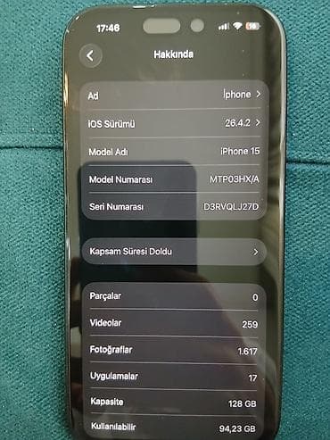 iphone ipad: IPhone 15, 128 GB, Qara, Face ID — 3