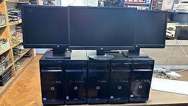 HP masaüstü kompüter və monitor dəsti Şəkildə HP markalı masaüstü