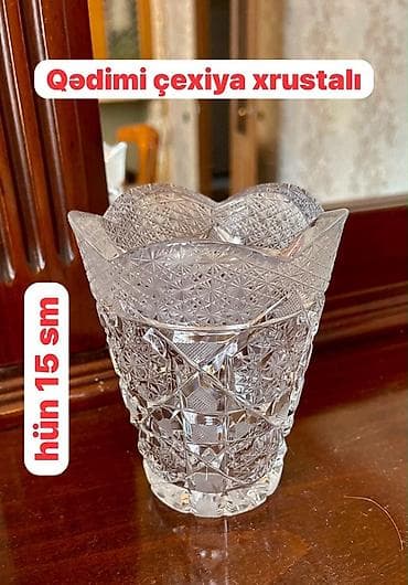 ucuz gitara: Qədimi Çexiya xrustal vazası - Material: orijinal Çexiya xrustalı - — 1