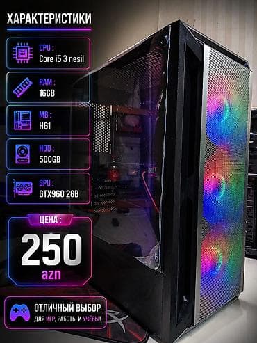 kompyuter hisseleri: CPU : Core i5 3 nesil RAM : 16GB MB : H61 HDD : 500GB GPU : GTX960 2GB — 1