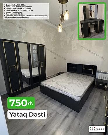 matras sumqayit: Yataq Dəsti – 750 ₼ Dəst tərkibi və ölçülər: - Çarpayı: 1 ədəd, 160 × — 1
