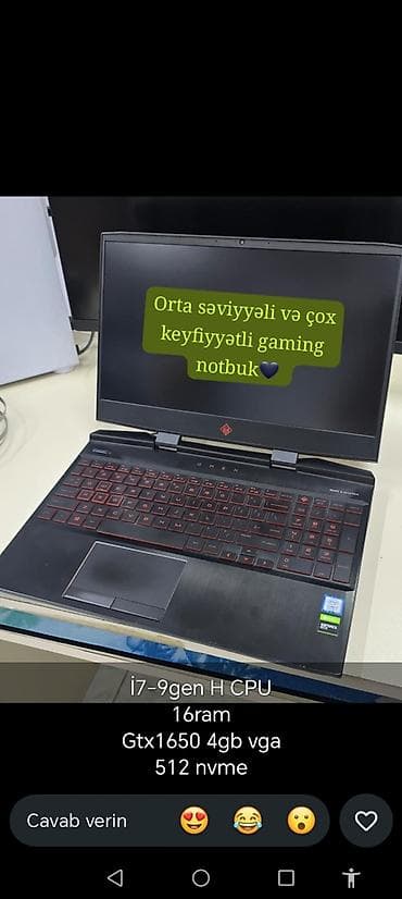 ssd 480gb: HP OMEN gaming noutbuk - Prosessor: Intel Core i7, 9-cu nəsil — 1