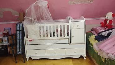 mebel dolab: Oğlan və qız üçün, İşlənmiş, Dördbucaq, Beşik, Dəst ilə, Matras ilə, Yellənmə mexanizmsiz — 3