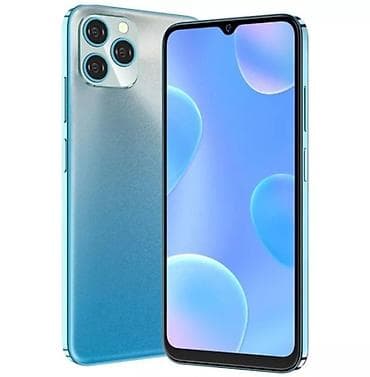 Mavi rəngli smartfon - Ekran: geniş tam ekran, damla formalı ön