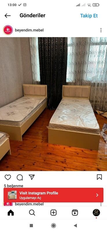 yataq dəst: Yeni, Təknəfərlik çarpayı, Bazasız, Matras ilə, Siyirməsiz, Azərbaycan — 2