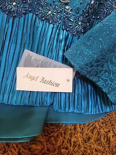 Angel Fashion qadın dəsti - Rəng: firuzə-mavi - 3 hissə: jaket, ətək — 4