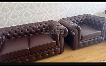 klassik divanlar: Klassik Chesterfield üslubunda mebel dəsti - Tərkib: 1 üçnəfərlik — 1