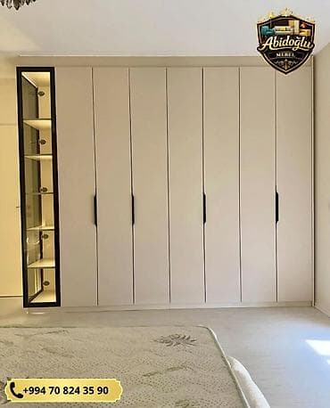 2el dolablar: Yeni, 6 qapı, Güzgülü, Bej, Açılan, Düz dolab — 1
