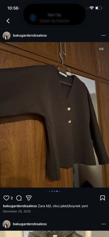 Daewoo: Zara qadın üst geyimi – jaket/köynək tipli model - Ölçü: M/L (etiketdə — 5