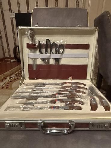 barraker qayçi: Bormann 28 hissəli mətbəx bıçaq dəsti – taxta naxışlı sərt portfellə — 3