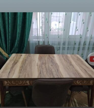 ucuz yazı masası: Qonaq otağı üçün, Yeni, Açılan, Dördbucaq masa, 4 stul — 5