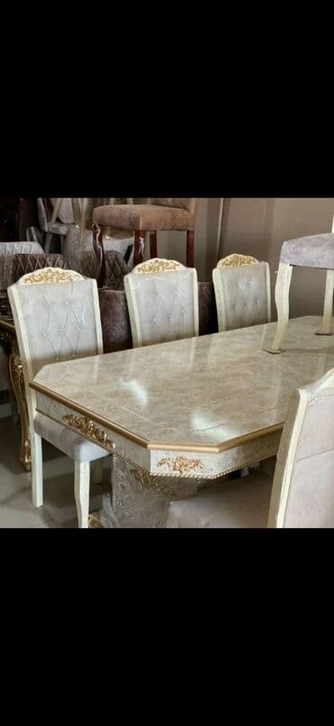 кухонный гарнитур бу: Прямоугольный стол, Для гостиной, 6 персон, Раскладной, Азербайджан, C гарантией — 5