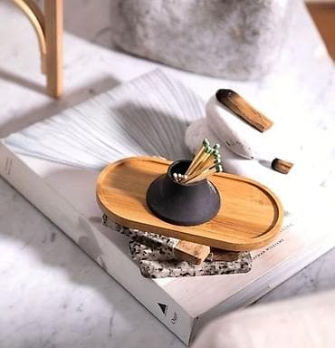 ciledagi bitki: Bambukdan çoxməqsədli oval tray - Material: 100% təbii bambuk, hamar — 2