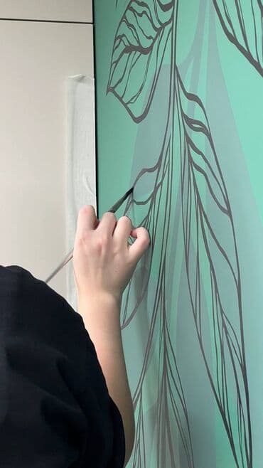 gülən qız şəkilləri çəkmək: Divar rəsimlərinin çəkilməsi🎨 Qiymət rəsmə və onun ölçüsünə uyğun — 1