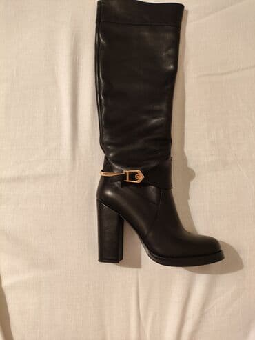 zamşa çəkmələr: Qadın uzun çəkmələr – 2 model - Material: təmiz dəri - Rəng: tam qara — 4