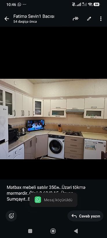 Mətbəx mebeli satılır 350₼. Üzəri tökmə mərmərdir. Ölçü