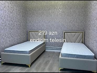 tək matraslar: Modern tək nəfərlik çarpayı - Başlıq: yumşaq döşəməli, V-naqişli — 1
