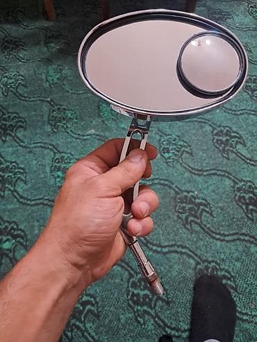 Motosiklet üçün oval arxa baxış güzgüləri (cüt) - Material: xrom — 6