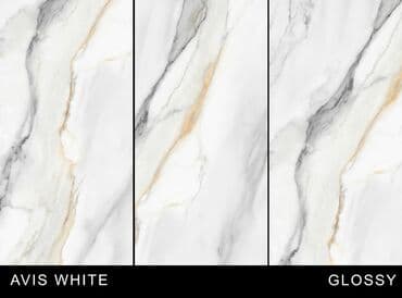 Avis White qranit plitələr, mərmər effektinə malik, parlaq səthli. Bu — 1