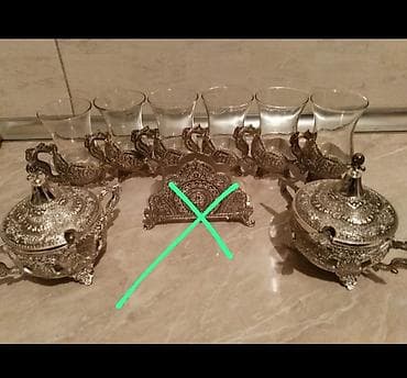 Çay dəsti, rəng - Gümüşü, Metal